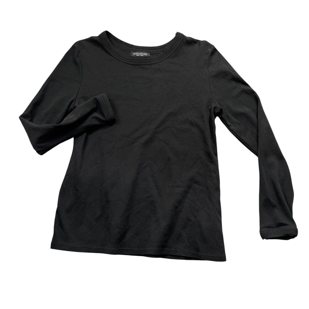 Central Park West Large Black Long Sleeve Jersey 100% Cotton Round Neck